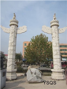 Marble Column Pillar Decorative Pillars and Columns, Fangshan White Marble Columns