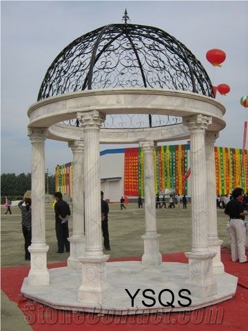 Stone Garden Gazebo Pavilion for Sale, Sunset Glow Red Marble Garden Gazebo