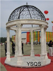 Stone Garden Gazebo Pavilion for Sale, Sunset Glow Red Marble Garden Gazebo