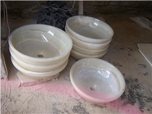 Pure White Onyx Basin, Afghan Onyx Sinks, Afghanistan White Onyx Sinks