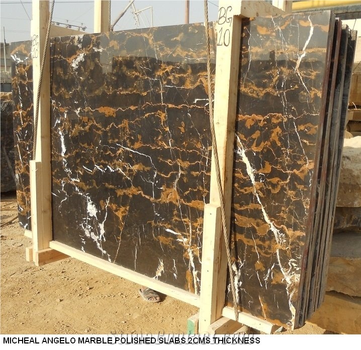 Michaelangelo, Balack Gold Black Marble Slabs & Tiles