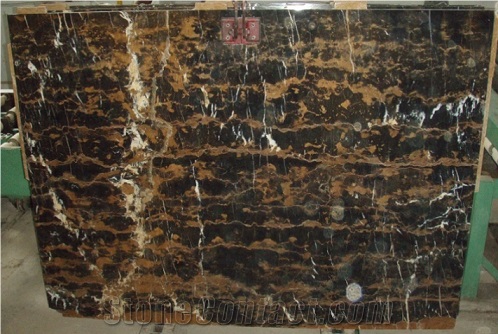 Michaelangelo, Balack Gold Black Marble Slabs & Tiles
