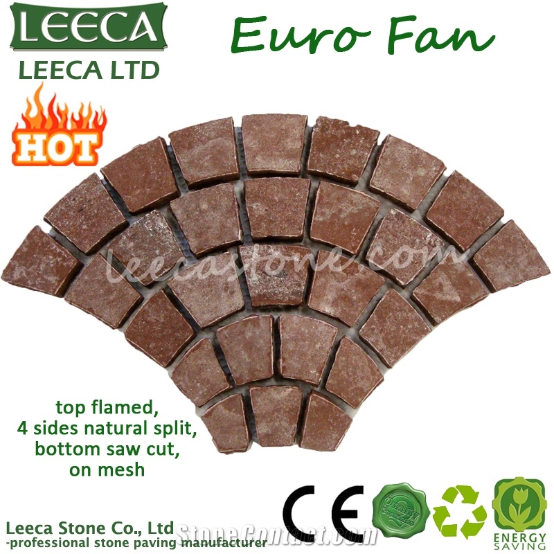 Flamed Fan Red Paving Stone, Porphyry Red Paving Stone