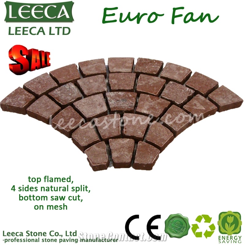 Flamed Fan Red Paving Stone, Porphyry Red Paving Stone