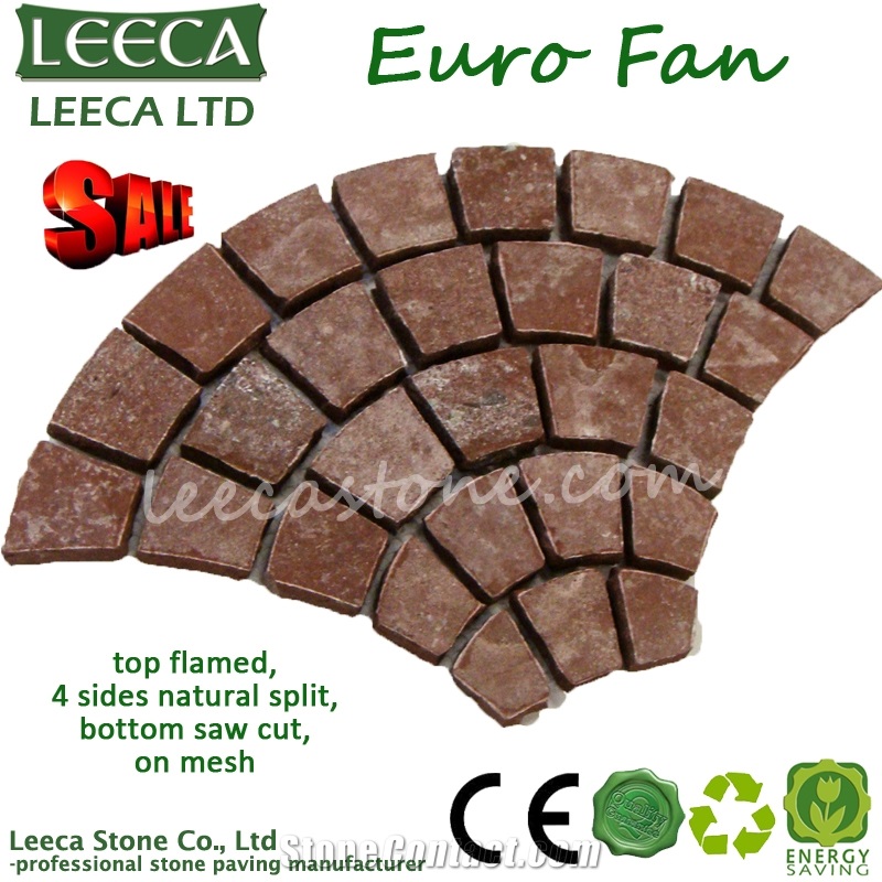 Flamed Fan Red Paving Stone, Porphyry Red Paving Stone
