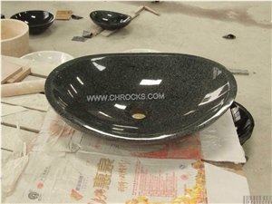 China Padang Dark G654 Black Granite Sink,Black Granite Washing Basin G654, Black Granite Oval Sink