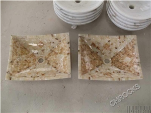 Light Green Onyx Mosaic Washing Basin, Green Onyx Sinks & Basins