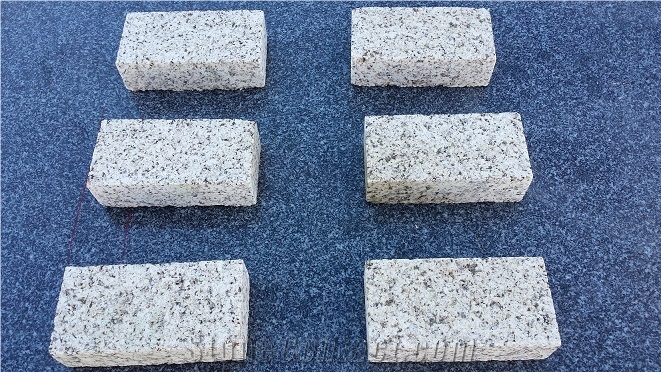 Amarillo Campanario Cobble Stone Granite, Top Face Bush Hammered and Other Faces Cut