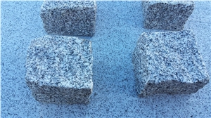 Grey Quintana Cube Stone, Top Face Bush Hammered and Other Faces Rustic, Gris Quintana Granite Cube Stone
