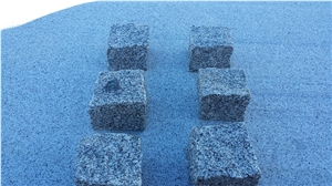 Grey Quintana Cube Stone, Top Face Bush Hammered and Other Faces Rustic, Gris Quintana Granite Cube Stone