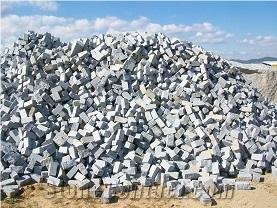 Grey Quintana Cube Stone, Top Face Bush Hammered and Other Faces Rustic, Gris Quintana Granite Cube Stone