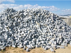 Grey Quintana Cube Stone, Top Face Bush Hammered and Other Faces Rustic, Gris Quintana Granite Cube Stone