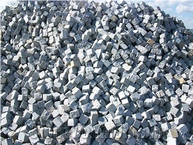 Grey Quintana Cube Stone, Top Face Bush Hammered and Other Faces Rustic, Gris Quintana Granite Cube Stone
