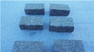Negro Ochavo Special Cobble Stone Granite, Top Face Bush Hammered and Other Faces Rustic