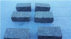 Negro Ochavo Special Cobble Stone Granite, Top Face Bush Hammered and Other Faces Rustic