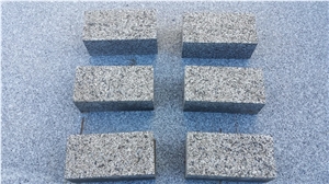 Negro Ochavo Special Cobble Stone, Top Face Flamed and Other Faces Cut, Negro Ochavo Especial Black Granite Cobble Stone