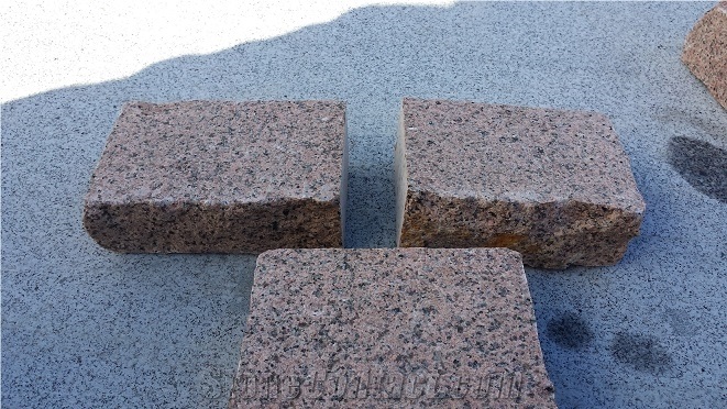 Rojo Argallon Granite Cobble Stone, Rojo Argallon Granite Two Faces Rustic