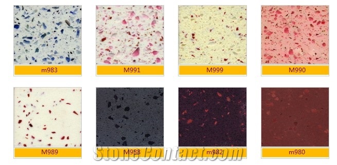 Big Granules Colorful Artificial Quartz Stone