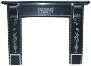 Black Granite Carved Natural Black Granite Fireplace