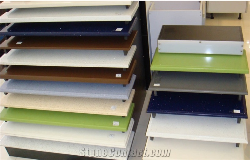 Colorful Quartz Countertops Worktops, Custom Quartz Kitchen Countertops
