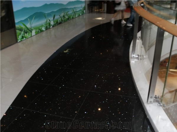 Twinkle Star Black Quartz Stone Floor Tiles