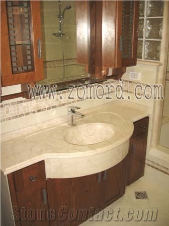 Honed Qabatiya White Limestone Vanity Top