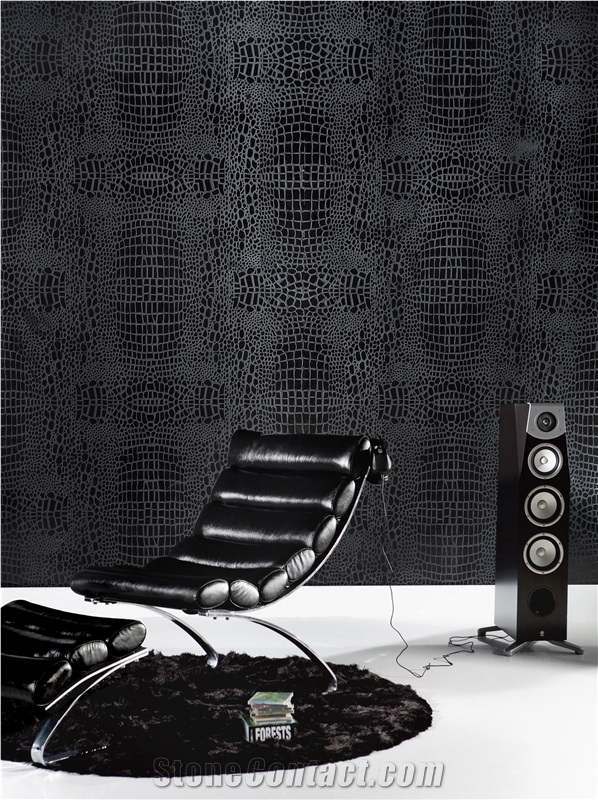 3d Black Crocodile Stone Wall Panel