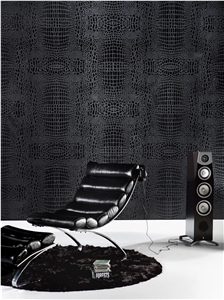 3d Black Crocodile Stone Wall Panel