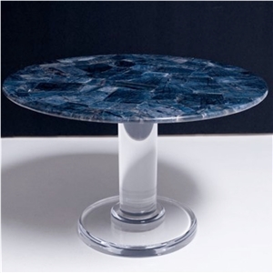 Indigo Semiprecious Stone Eclipse Table