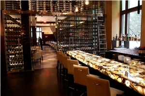 Sfumato Brown Agate Semiprecious Stone Backlight Bar Top