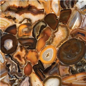 Sfumato Brown Agate Semiprecious Stone Backlight Bar Top
