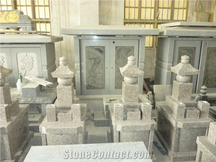 Granite Headstone, Grey Granite Japanese Style