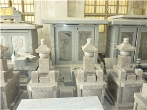 Granite Headstone, Grey Granite Japanese Style