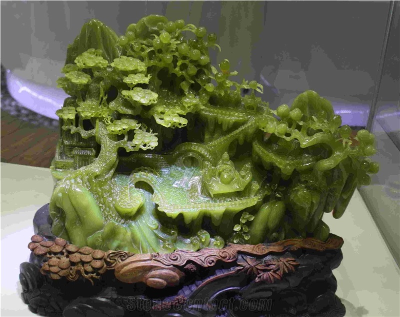 Green Jade-Carvings,China Green Jade Sculptured Art Works