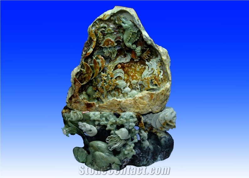 Green Jade-Carvings,China Green Jade Sculptures Carving Art Works