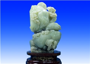 Green Jade-Carvings,China Green Jade Sculptures Inlaid Crafts