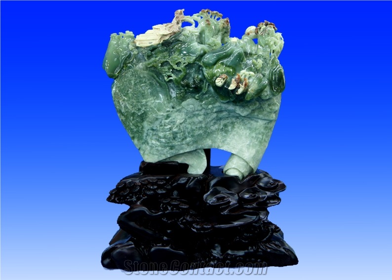Green Jade-Carvings,China Green Jade Sculptures