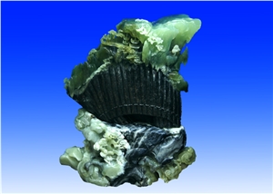 Polished Green Jade-Carvings,China Green Jade Sculpture Art Work