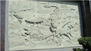 Beau Grey Sandstone Garden Relief Sculptures, Landscape Relief