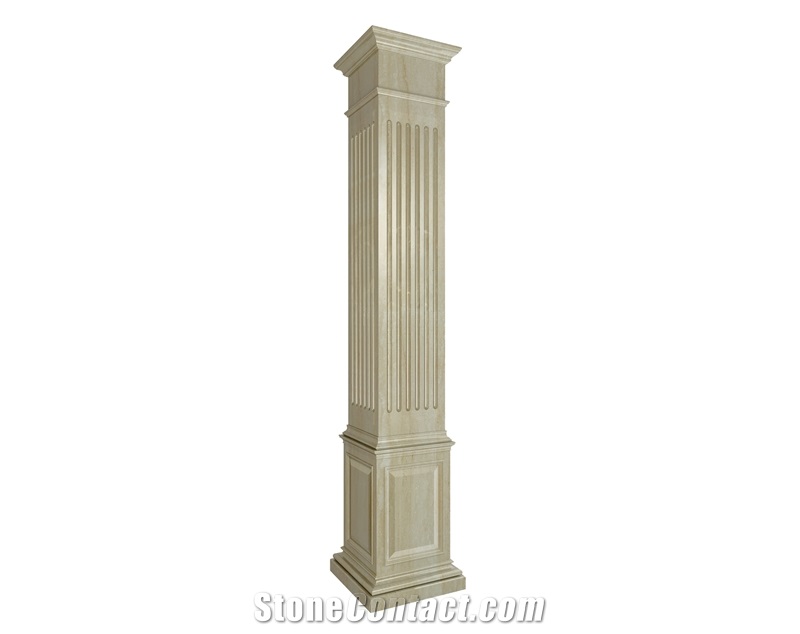 beige marble round column, square column