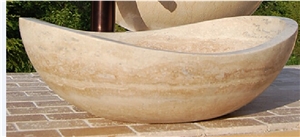 Beige Travertine Carved Wash Bowls Vessel Sinks Oval Basins for Interior Decoration Beige Travertine Carved Wash Bowls Vessel Sinks Oval Basins for Interior Decoration
