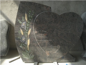 China Juparana Granite Carved Heart Shape Tombstones / Headstones / Monuments China Juparana Granite Carved Heart Shape Tombstones / Headstones / Monuments