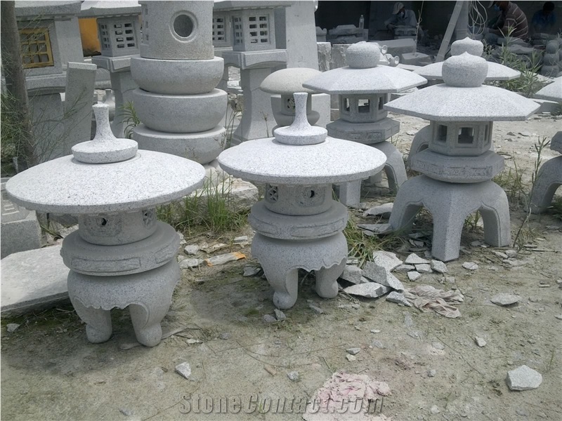 Chinese Granite Lantern, Garden Lanterns, Exterior Lamps, Crystal White Granite Chinese Granite Lantern