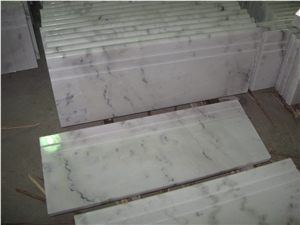 Chinese Guangxi White / Chinese Carrara White Marble Stair Treads / Steps