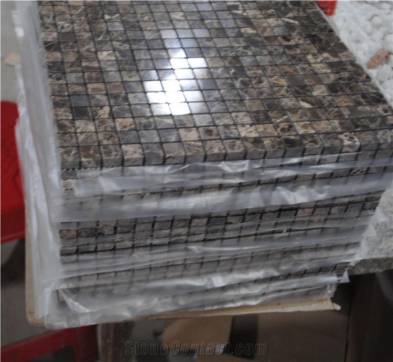 Dark Brown Emperador Marble Mosaic Pattern for Wall Covering