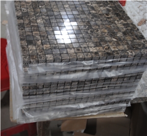 Dark Brown Emperador Marble Mosaic Pattern for Wall Covering Dark Brown Emperador Marble Mosaic Pattern for Wall Covering