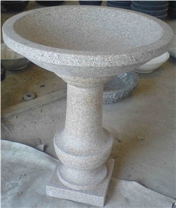 G681 Pink Granite Carved Goblet Shape Flower Stand Flower Pots Planter Pots for Garden Park Hotel Villa