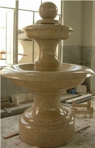 G682 Sunset Yellow Granite Carved Garden Fountains Simple Shape Fountains