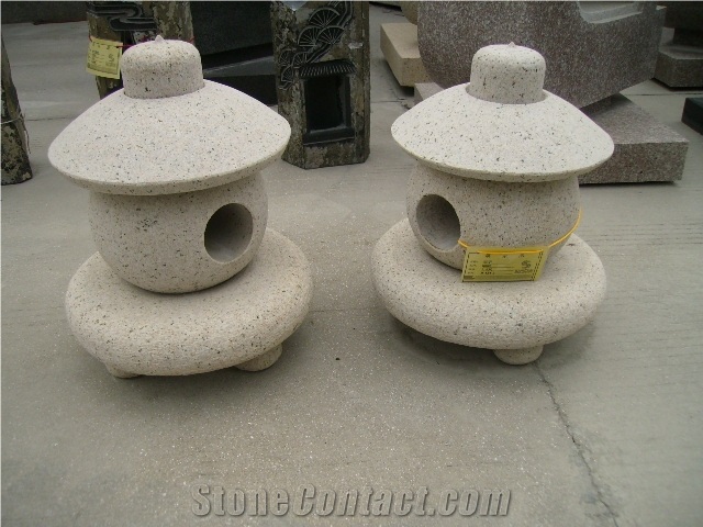 Garden Lanterns, Garden Lamps, Chinese Granite Lamps, Sunset Gold Yellow Granite Garden Lanterns