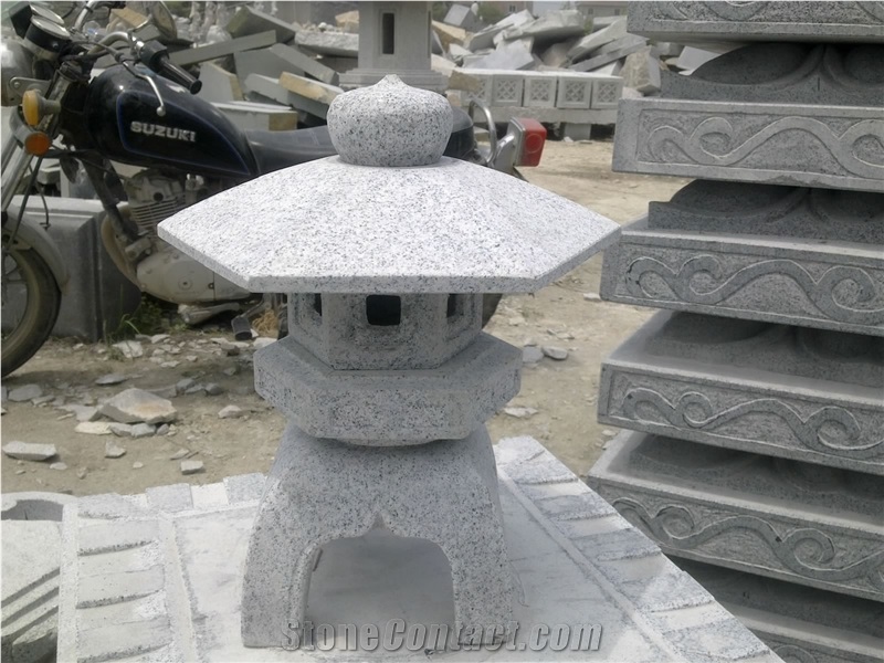 Granite Lamps. Garden Lanterns, Crystal White Granite Garden Lanterns
